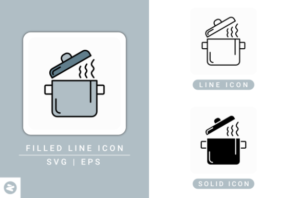 Cooking Pot Icons Set for Design Projects