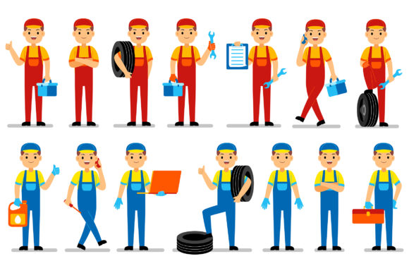 Mechanic Profession Characters Set