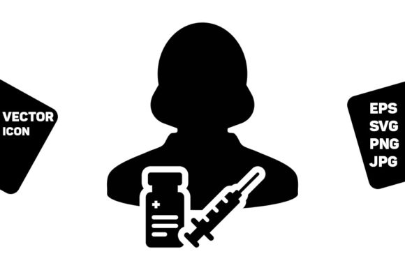 Vaccine Icon Vector with Syringe Female: A Practical Visual Resource for Medical and Healthcare Design